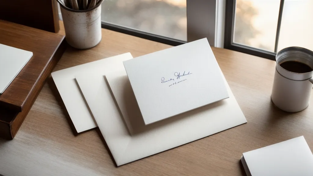 Nahaufnahme einer Hand, die eine Postkarte neben einem Laptop mit einer Kursplattform beschreibt.