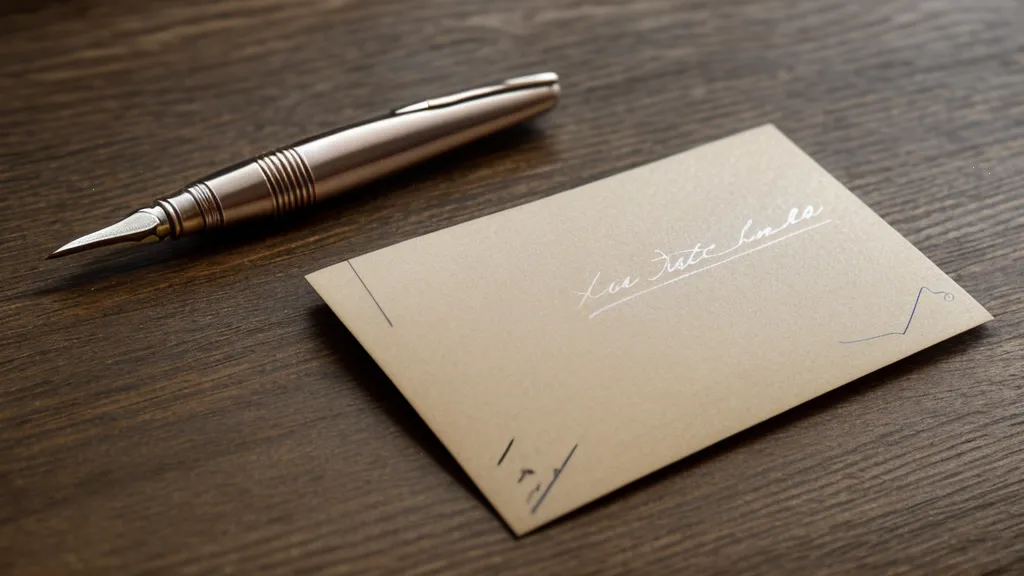 Eine handgeschriebene Postkarte auf einem Holztisch als Symbol für Lernerfolg.
